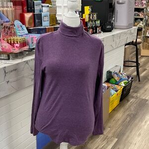 Purple Turtleneck Long Sleeve Top
